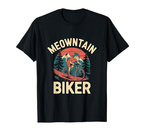 VTT rétro Funny Downhill Mountain Biker Pun Cat T-Shirt