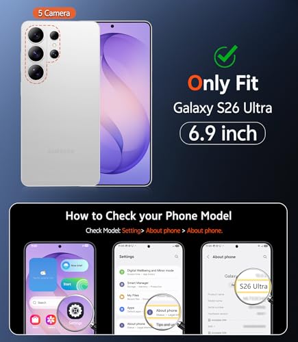 Image of FNTCASE for Samsung Galaxy S26-Ultra Case: Clear Magnetic Phone Cases with Screen Protector Compatible with Magsafe Slim Anti Yellowing Rugged Protective Transparent Cell Phone Cover (Purple Magnetic)