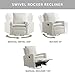 Oxford Baby Uptown Manual Upholstered Glider Recliner Rocking Chair 360° Swivel for Nursery and Living Room – Boucle White