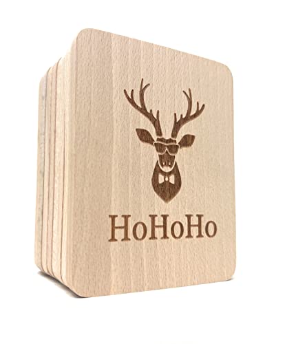 8 Stück Raclette Untersetzer mit Gravur (HoHoHo)