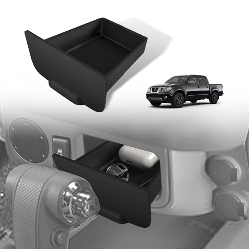 Muslogy Storage Drawer Tray Compatible with 2005-2021 Nissan Frontier Accessories Center Console Organizer Anti-Slip Cubby Silicone Insert Extra Storage Box (Fits Trims with Console Hole Only)