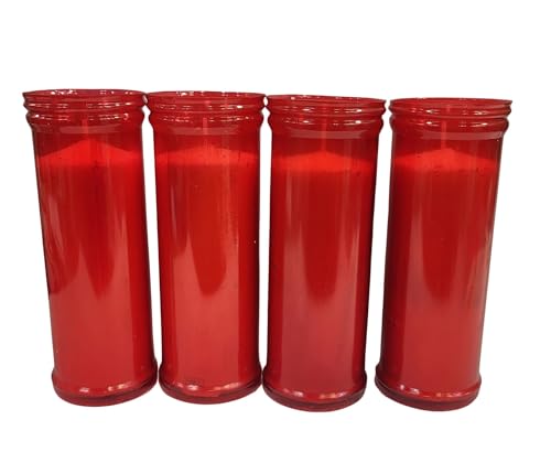 Velones, velas liturgicas 16 cm alto x 5,6 cm diámetro envase rojo o blanco 4 unidades