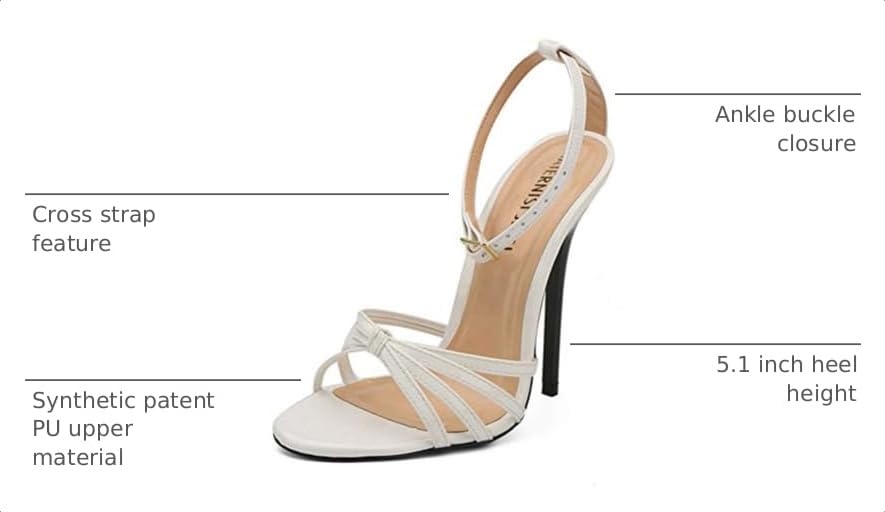 Image of MAIERNISI JESSI Unisex Men's Women's Strappy Stiletto Sandals, Ankle Strap, 5.1 Inch High Heel