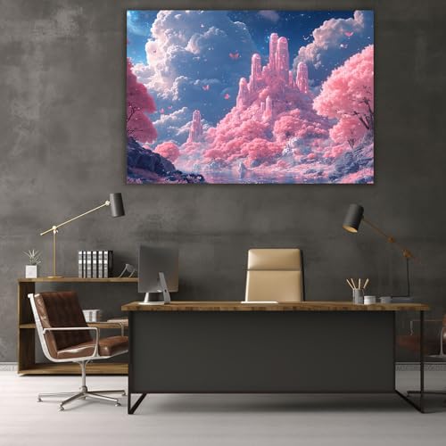 Tableau mural fleurs abstrait rose pour creer un salon cosy unique - 2
