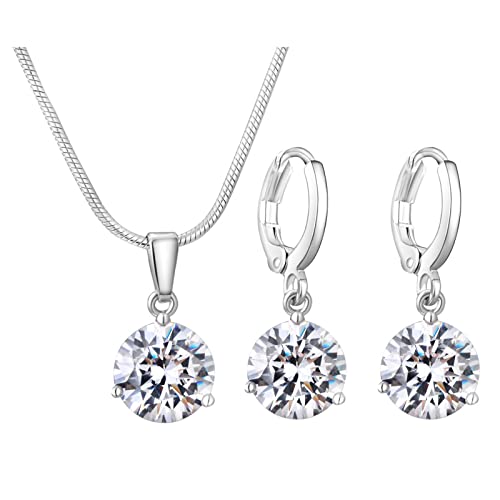 Image of vsilay Sterling Silver Jewellery Set for Women Necklace Pendant Earrings Whole Set Birthday Gift for Mom Wife Girlfriend