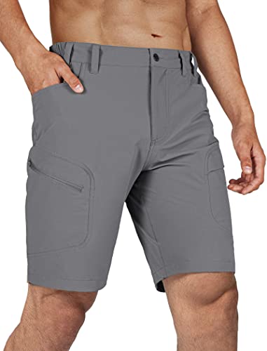 Stlight Men's Hiking Cargo Shorts Quick Dry Lightweight Tactical Shorts With Multi Pocket For Camping Fishing Golf(Grey 36W/10L) #TOP6