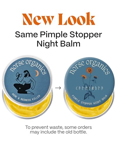 Norse Organics Pimple Stopper Night Balm | Acne Spot Treatment for Redness and Soothing Skin | Natural Bioactive Ingredients Help Treat Blemishes and Breakouts | Dermatologist Approved Skincare | 1 oz