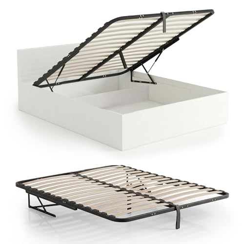 AKORD Sommier à Lattes Métallique avec Vérins à Gaz pour Lit, 28 Lattes, Charge 200kg, 140x200 cm, Noir