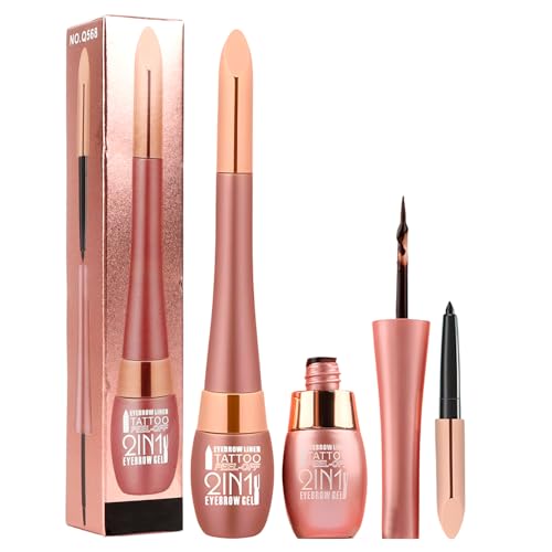 MOTIBACK Gel de cejas resistente al agua, maquillaje de cejas resistente al sudor, gel de cejas y lápiz negro 2 en 1, regalo ideal para mujeres y principiantes