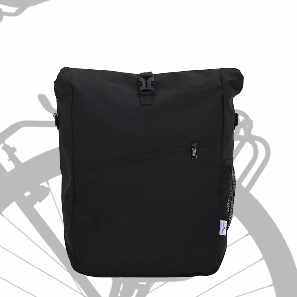 Borsa per bicicletta, nera, 33 x 16 x 60 cm, robusta borsa portapacchi in poliestere per viaggi, pendolari, borsa laterale impermeabile per bici da città