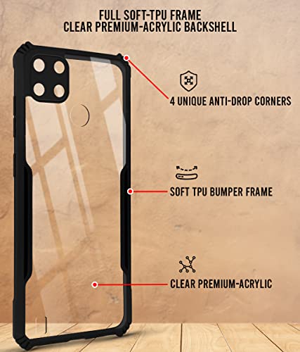 Image of Jkobi Back Cover Case for Realme C25Y | C21Y (Crystal Glass Back | Camera Protection | Shockproof Bumpers | Professional Black)