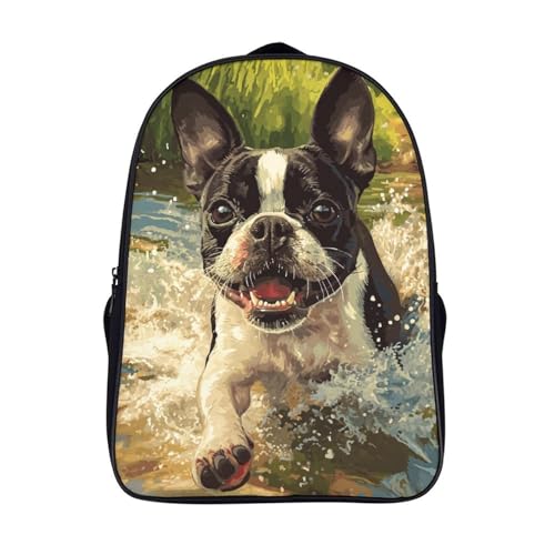 Sac à dos enfant Boston Terrier anti-mal de dos - Cartable rigide école primaire 40cm