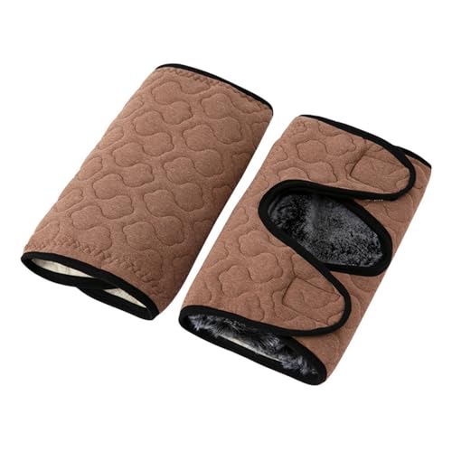 Reyox Unisex Adjustable Fleece Lined Knee Brace Warm Leg Sleeve for Ski Cycling Dance Brown