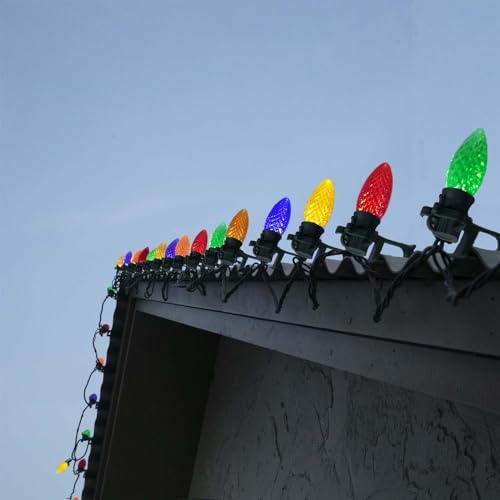 MAINDECO C9 LED Christmas Lights Outdoor, 25ft Roof-Line String Light with Quick Clips,25 Commercial Grade Faceted Bulbs,for Outdoor House Roof Shingle,Tile,Gutter and Wood Fence MAINDECO C9 LED Christmas Lights Outdoor, 25ft Roof-Line String Light with Quick Clips,25 Commercial Grade Faceted Bulbs,for Outdoor House Roof Shingle,Tile,Gutter and Wood Fence