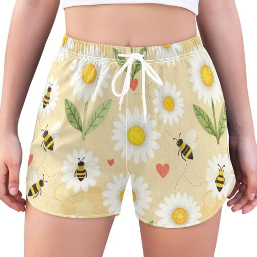 Pantalones cortos de baño de secado rápido y doble capa para mujer