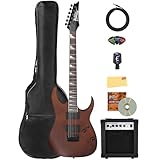 Ibanez GRG121DX RG Gio Electric Guitar - Walnut Flat Bundle with Amp, Gig Bag, Tuner, Instrument Cable, Picks, Austin Bazaar Instructional DVD, and Polishing Cloth