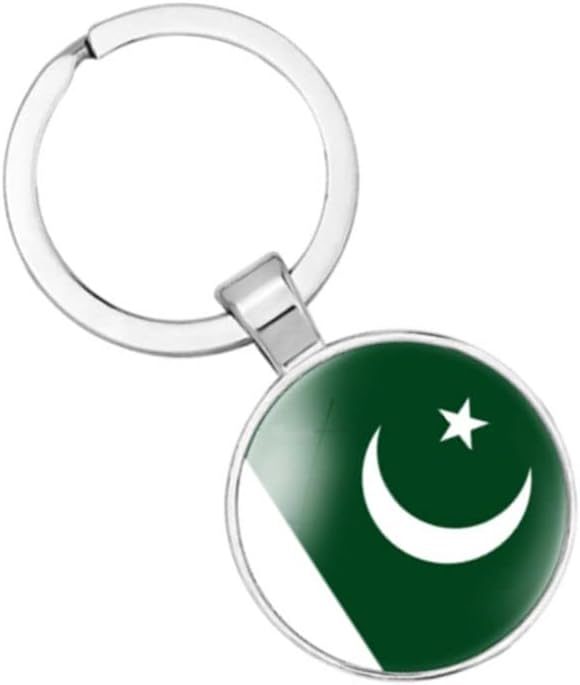 vmcoatdu Pakistan National Flag Key Chain Keyring Gift Men Women Keychain Stainless Steel and Inlaid Glass Materials - Image 2