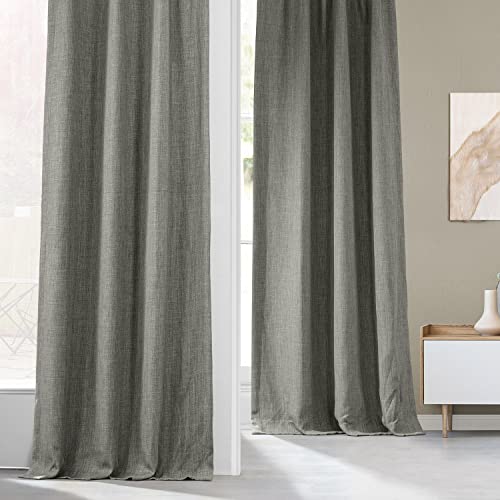 Hpd Half Price Drapes Boch-Ln185-P Faux Linen Room Darkening Curtains For Bedroom (1 Panel), 50 X 84, Blazer Grey #TOP2