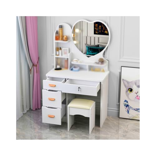 Tocador con taburete y cajón multifunción mueble de dormitorio o estudio 3