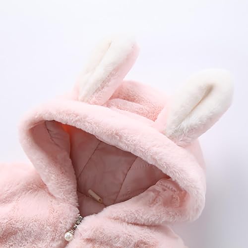 Cartoon Fleece Full Zip Coat for Baby Girls Hooded Long Sleeve Thick Plush Jacket Toddler Girls Cute Windproof Outwear2
