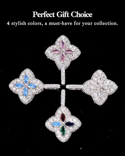 LuxeFlex Four Leaf Clover Shaped 5A Cubic Zircon & White Gold Plating Pendant, Elegant Luxury Design Iced Out Daily Jewelry Necklace - Image 5