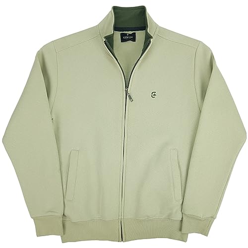 Brand: Coveri Felpa Uomo Aperta Senza Cappuccio Zip Intera Invernale Felpata con Tasche Pesante (L - Perla)