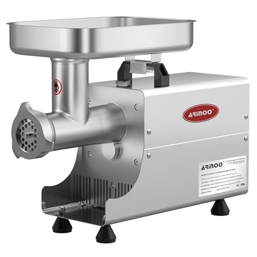 ARINOO Electric Commercial Meat Grinder #8,Sausage Stuffer, Heavy Duty 0.60 HP Stainless Steel Electric Food Grinders Machine for Home Kitchen Regular Use