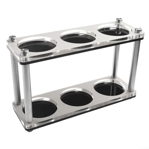Honseadek Soporte de herramientas de café de 2 capas de metal y acrílico para almacenamiento de accesorios de espresso, sostiene manipuladores, portafiltros, distribuidores de hasta 63 mm, aparato de