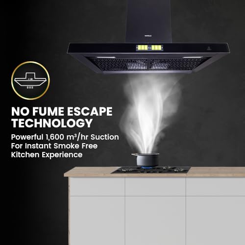 Image of Havells Mirak BLDC 60cm T Shape Glass Chimney|Powerful 1600 m /hr Suction|Filterless Tech|Gesture & Touch Control|Auto Heat Clean|15 Yr Motor & 5 Yr Product Warranty by Havells|Free Installation Kit