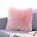 YIHAIC Housse de Coussin , Fausse Fourrure Deluxe Décoratif Canapé Chambre Lit Super Doux Peluche Mongolie Taie d'oreiller 45X45cm (Rose)