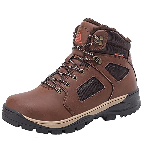 SPSHOOS Bottes de Neige Homme Snow Boots Hiver Bottes de Randonnée Impermeable Trekking Chaudes Chaussures Brun 41 Cover