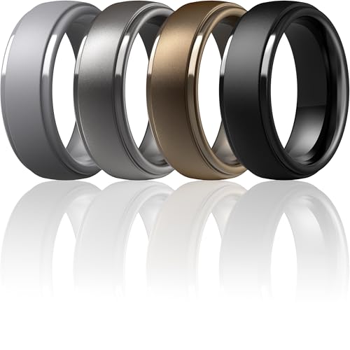 ThunderFit Silicone Mens Wedding Rings 10mm Wide 2.5mm Thick Rubber Wedding Bands-Variety Multipack 1-7