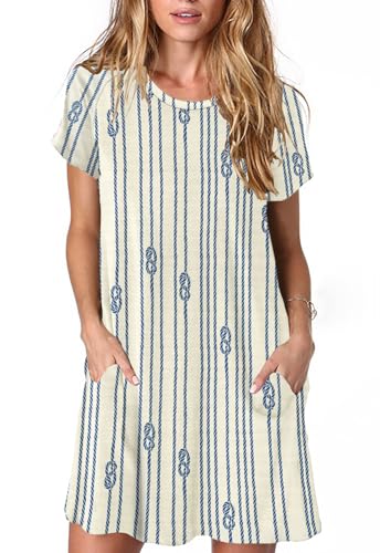 Image of Alaster Women's Casual Summer T Shirt Dress Loose Short Sleeve Tunic Dress with Pocket for Women