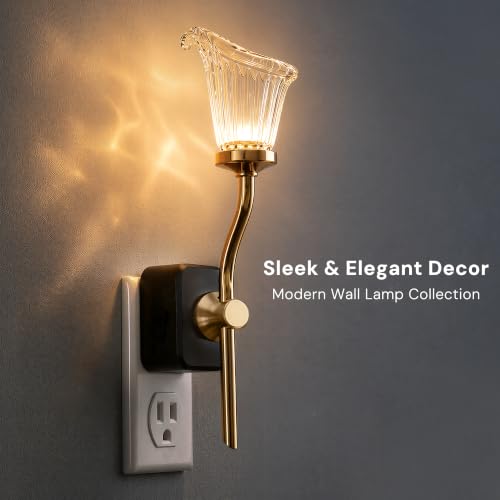 Image of L LOHAS LED 2 Pack Night Lights Plug into Wall, 3000K Soft White | Calla Lily Floral Nightlight with Dusk to Dawn Sensor, 0-100lm Adjustable Brightness, for Hallway Bedroom Stairway