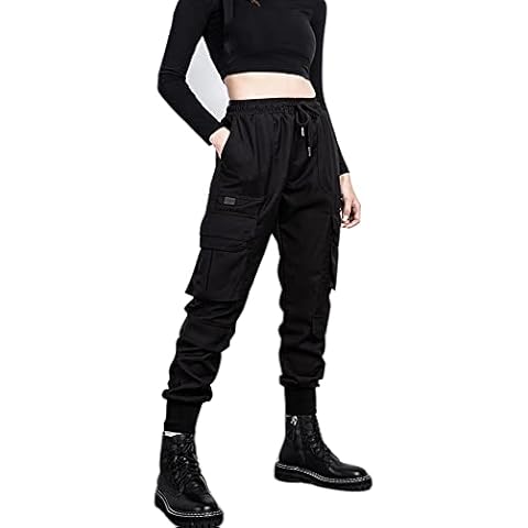 MEINVQIAOTI Street Trend Work Joggers for Pants Women Goth Baggy Black Cargo Pants Women Cover