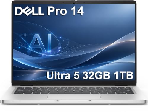 Image of Dell Pro 14 PC14250 Business Laptop, Intel Ultra 5 235U, 32GB DDR5, 1TB SSD | Next Gen Latitude 5450, 14 inch FHD+ Anti-Glare, AI PC, 12-Core, > Ultra 7 165U, IR Webcam, Backlit, Thunderbolt 4, Win 11 Pro
