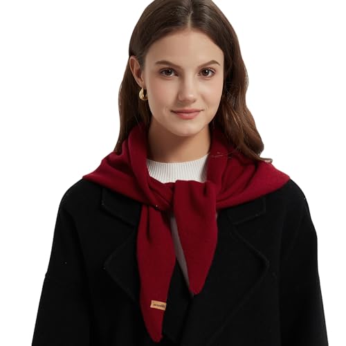 ACUSHLA 100% Merino Wool Triangle Scarf for Women Knitted Fashion Neckerchief Lightweight Soft Warm Neck Warmer