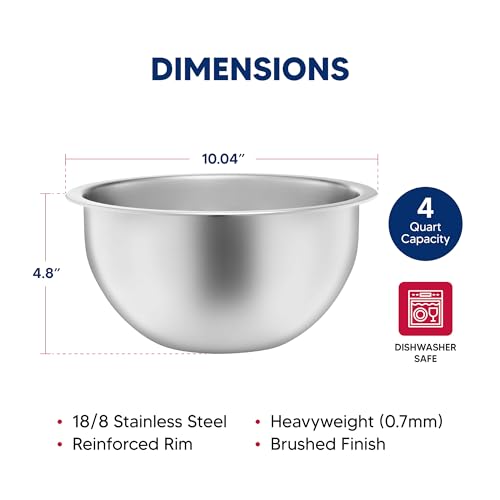 Saladier en inox 4 quarts HIC Essentials pour la cuisine