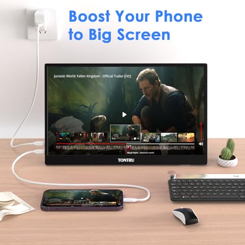 Image of Portable Monitor, 15.6 inch FHD 1080P IPS Screen with Low Blue Light, Dual Speakers & 3.5mm Audio Jack, Adjustable Stand, USB-C /HDMI Compatibility for Laptop, PC, Phone, Gaming Console