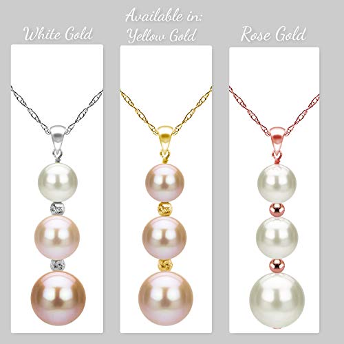 14K Yellow Gold Graduated 5-9.5mm Multi-colors Freshwater Cultured Pearl Pendant Necklace, 18"3