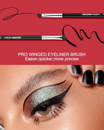 EIGSHOW Eyeliner-Pinsel, fein abgewinkelt, Profi-Präzisions-Pinsel, ultradünn, abgeschrägt, flacher Winkel, Premium-Qualität, zum Auftragen von Gelpuder, flüssiger Creme