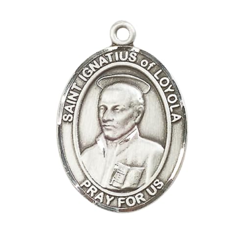 Saint Ignatius of Loyola Medal Necklace– Men's Sterling Silver Pendant on 24” Light Chain and Gift Box – Catholic Patron Saint of Soldiers, Catholic Religious Necklace - Made in USA2