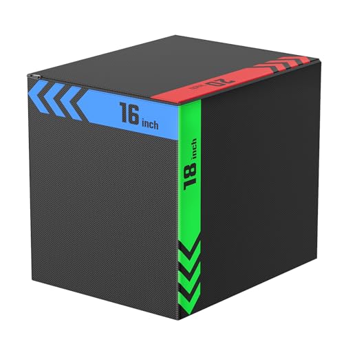 papababe 3-in-1 Plyometric Jump Box Workout Equipment, Box Jumps for Home Gym, Plyo Box Trainer with...