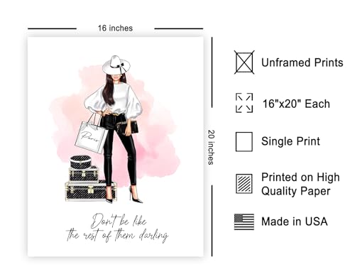 Image of Poster Master Don't Be Like The Rest of Them Darling Poster - Fashion Print - Positive Quote Art - Trendy Art - Gift for Women & Fashionista - Decor for Bedroom or Girls Room - 16x20 UNFRAMED Wall Art