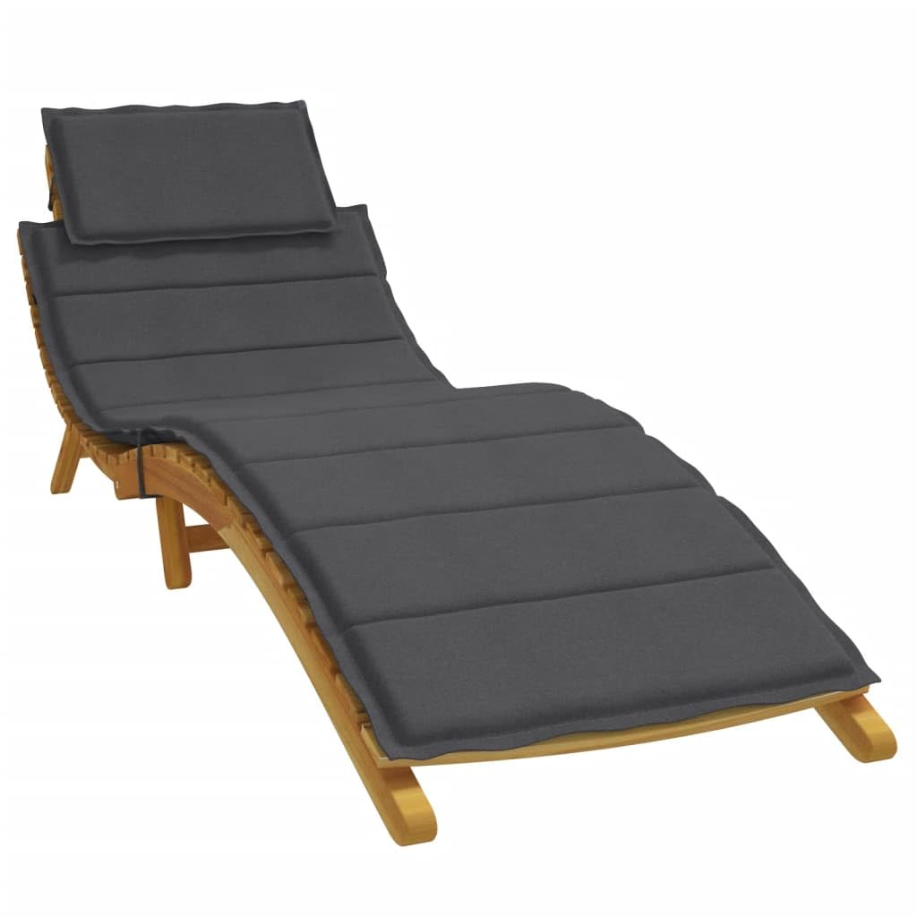Homgoday Sonnenliegen Auflage Liegenauflage Gartenliege Auflage Polsterauflage mit Kopfkissen Liegekissen Auflage für Gartenliege Liegestuhl Sonnenliege Melange Anthrazit 186x58x3 cm Stoff Garten