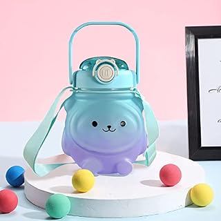 Kawaii Bear Water Bottle With Straw, Leak-Proof Kawaii Water Bottle 800ml Cute Gradient Colorful Kawaii Water Bottles For Girls School Office Travel