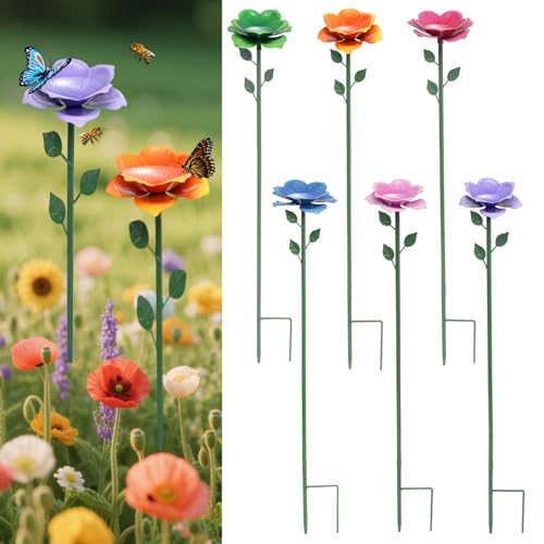 XXOUOUG Bee Watering Station, Rose Garden Decor, Elegant Outdoor Rose Yard & Patio Decoration, Pollinator Water Feeder for Bees & Butterflies (6PCS)
