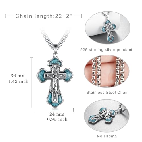 Orthodox Cross Necklace 925 Sterling Sliver Jesus Cross Necklace Christian Jewelry Gifts for Men4