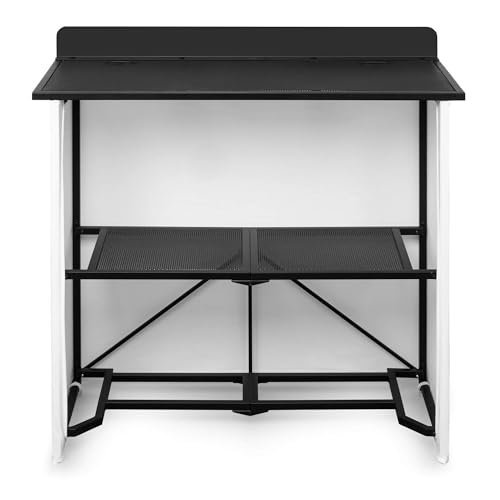Vonyx DBF105 DJ Pult - Faltbarer DJ Tisch mit Tasche, 1 Meter, Klappbarer DJ Booth mit Schwarzer & Weißer Front, 25kg Traglast, Robust & Stabil, Perforiertes Alu, Multifunktionstisch für DJ Equipment