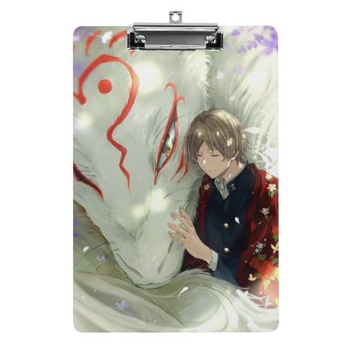 夏目友人帳 ニャンコ先生 クリップボード 用箋挟 クロス貼 A4 縦 ファイルバインダー ファイルボード クリップホルダー アクリル板 軽量 携帯便利 文房具 メタルクリップ付き A4用紙保持する 書類整理 会議パッド 学生 教師 オフィス用